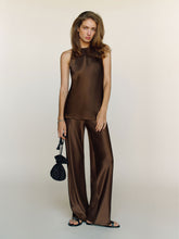 petites gale satin mid rise bias pant