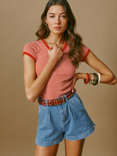 eliana pleated denim shorts