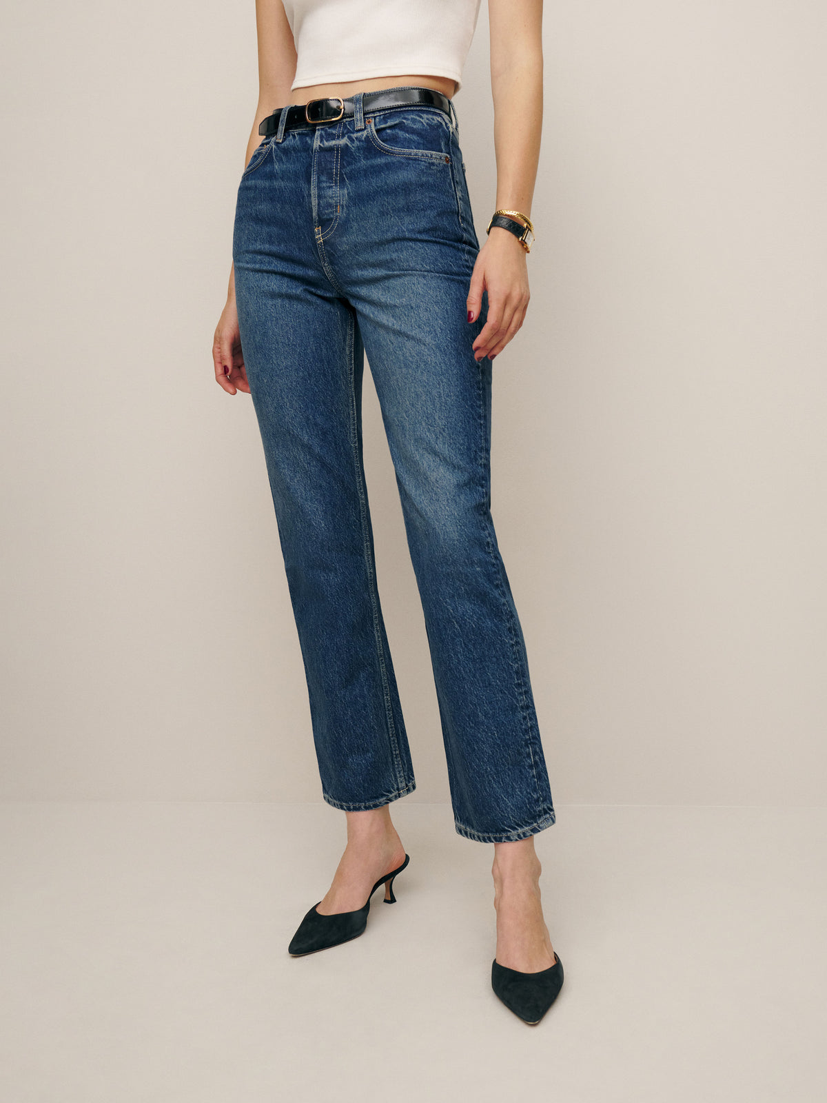 cynthia high rise straight cropped jeans