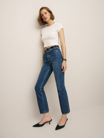 cynthia high rise straight cropped jeans