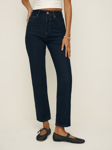 cynthia high rise straight cropped jeans