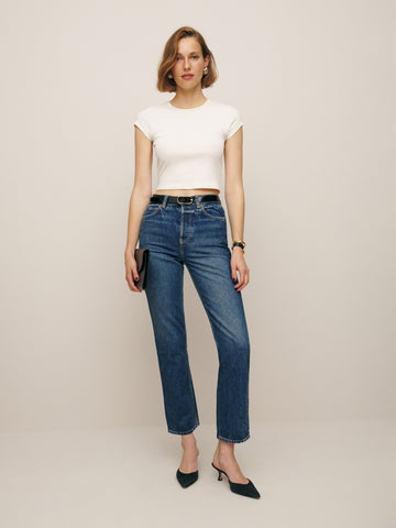 cynthia high rise straight cropped jeans