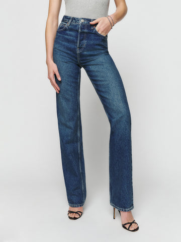 cynthia high rise straight long jeans