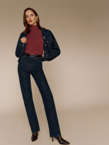cynthia high rise straight long jeans