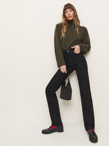 cynthia high rise straight long jeans