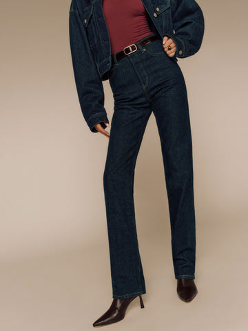 cynthia high rise straight long jeans