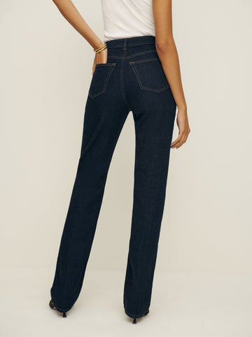 cynthia high rise straight long jeans