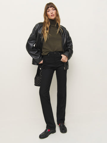 cynthia high rise straight long jeans