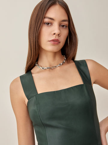 veda austin leather mini dress