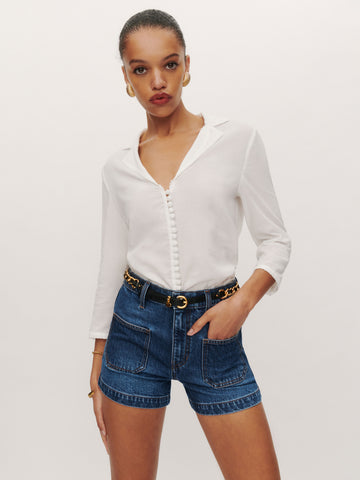 alyssa stretch high rise 3.5” jean shorts