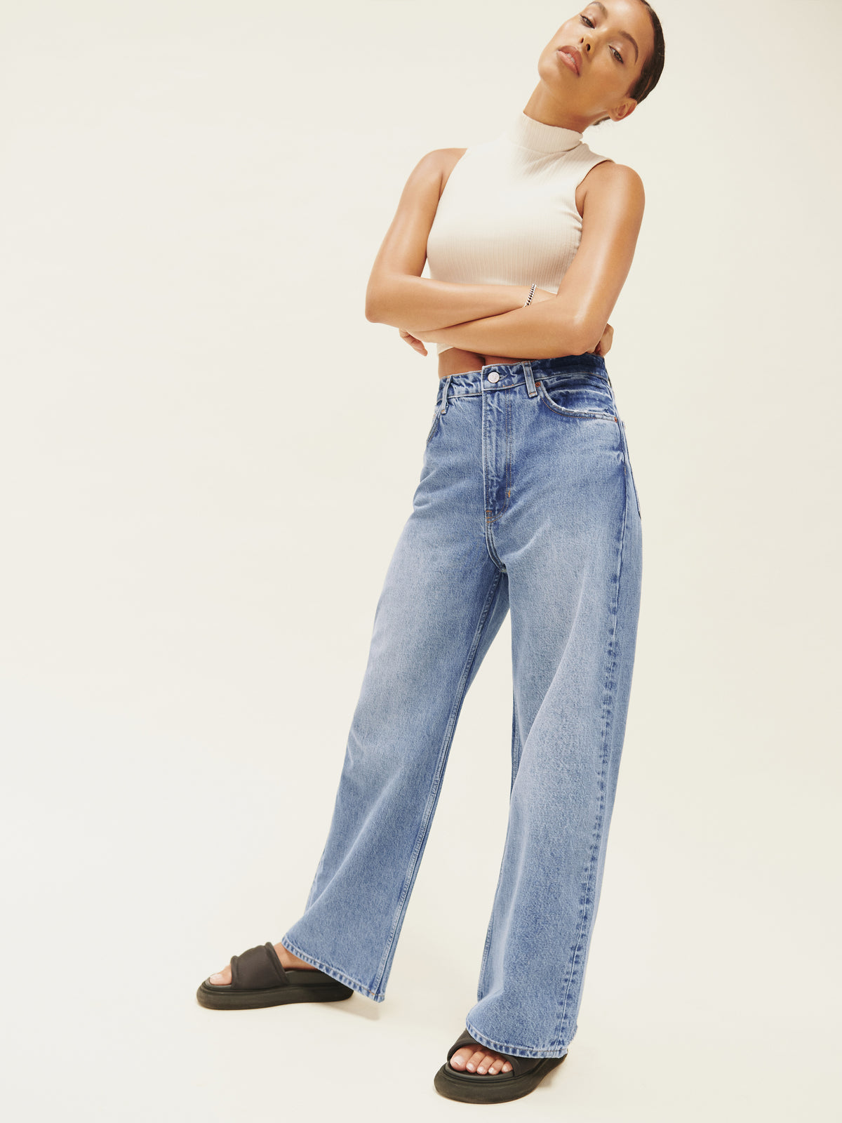 wilder high rise wide leg cropped jeans