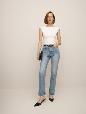 cynthia stretch high rise straight jeans