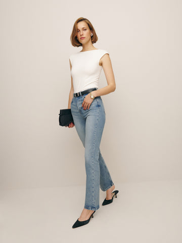 cynthia stretch high rise straight jeans