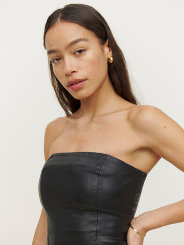 veda walter leather strapless mini dress
