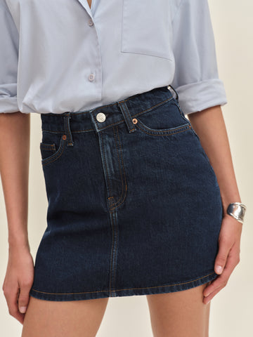 lydia high rise denim mini skirt