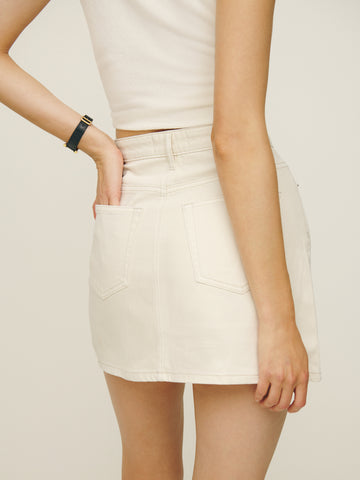 lydia high rise denim mini skirt