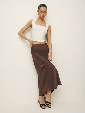 petites layla silk skirt