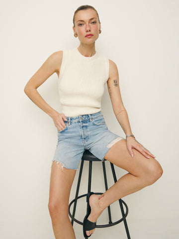 raye mid rise 6” relaxed jean shorts