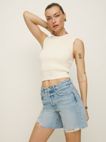 raye mid rise 6” relaxed jean shorts