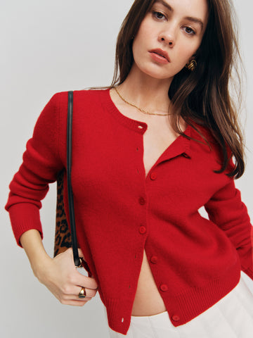 clara cashmere crew cardigan