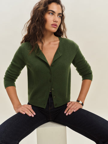 clara cashmere crew cardigan