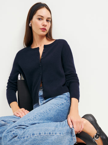 clara cashmere crew cardigan