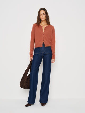 clara cashmere crew cardigan