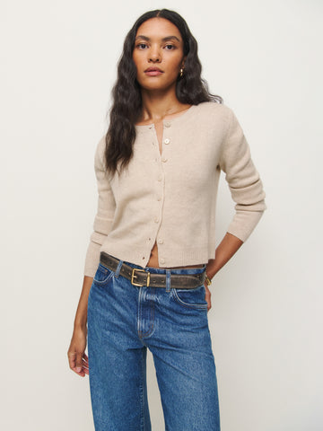 clara cashmere crew cardigan