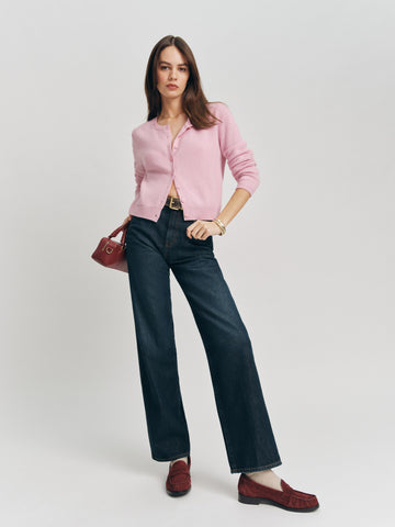 clara cashmere crew cardigan