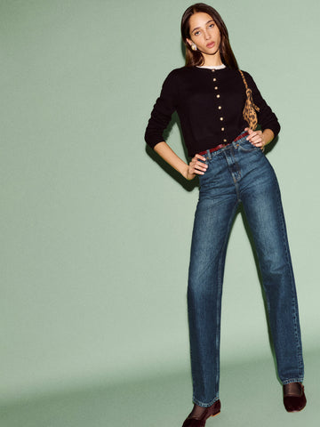 clara cashmere crew cardigan