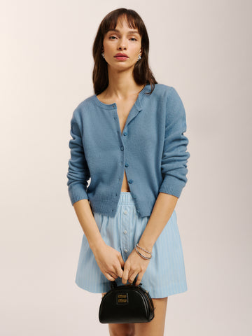 clara cashmere crew cardigan