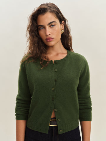 clara cashmere crew cardigan
