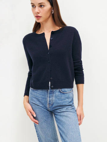 clara cashmere crew cardigan