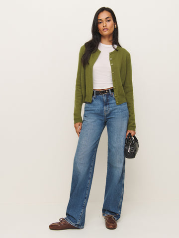 clara cashmere crew cardigan