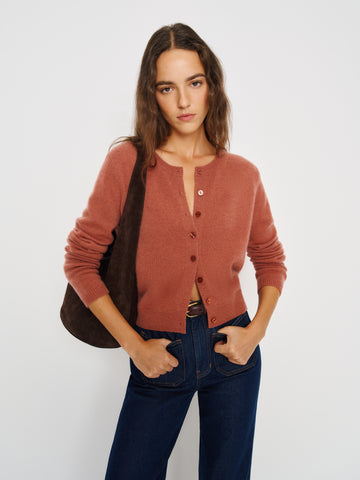 clara cashmere crew cardigan