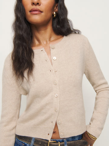 clara cashmere crew cardigan
