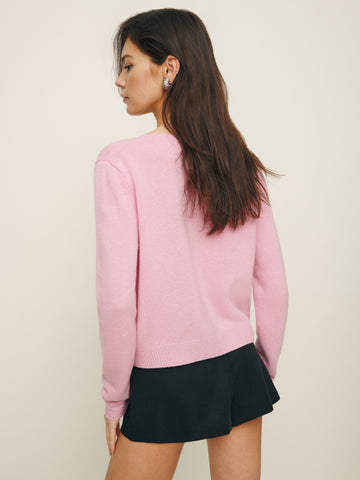 clara cashmere crew cardigan