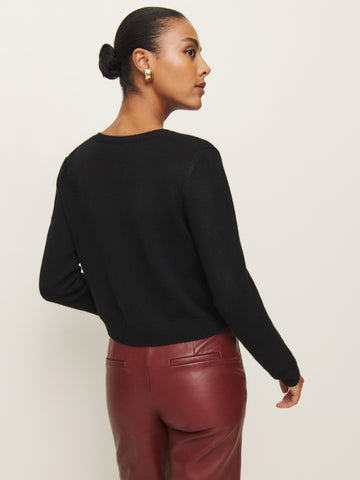 clara cashmere crew cardigan