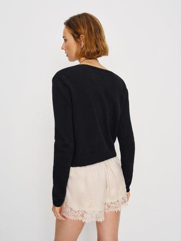 clara cashmere crew cardigan