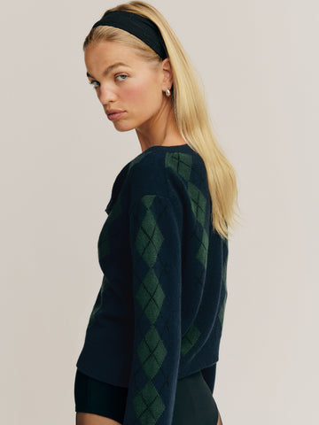 clara cashmere crew cardigan