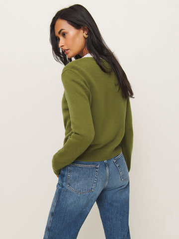 clara cashmere crew cardigan