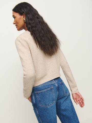 clara cashmere crew cardigan