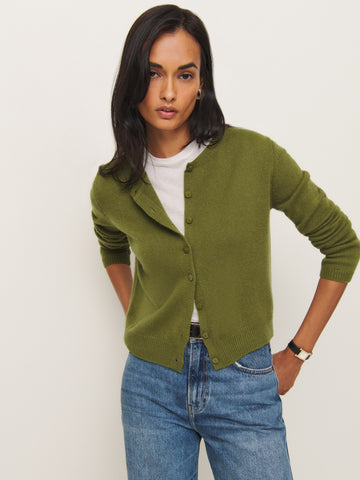 clara cashmere crew cardigan