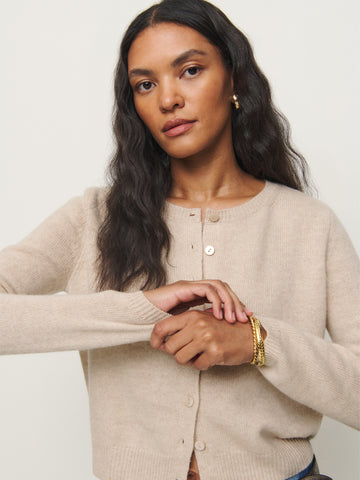 clara cashmere crew cardigan