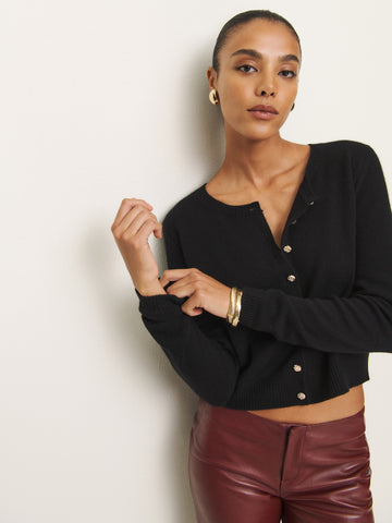 clara cashmere crew cardigan