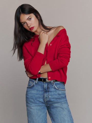 clara cashmere crew cardigan