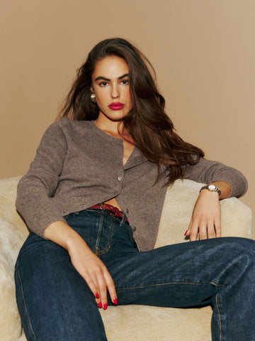 clara cashmere crew cardigan