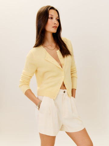 clara cashmere crew cardigan