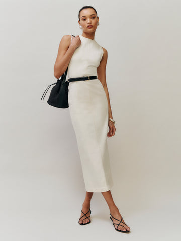 kendi denim midi dress