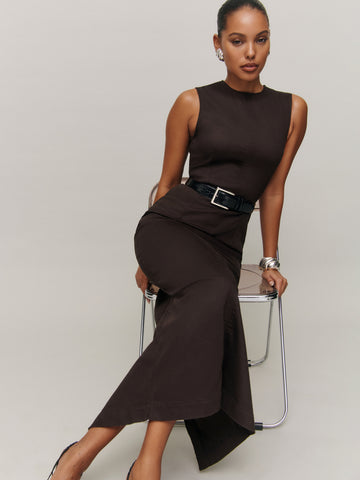 kendi denim midi dress